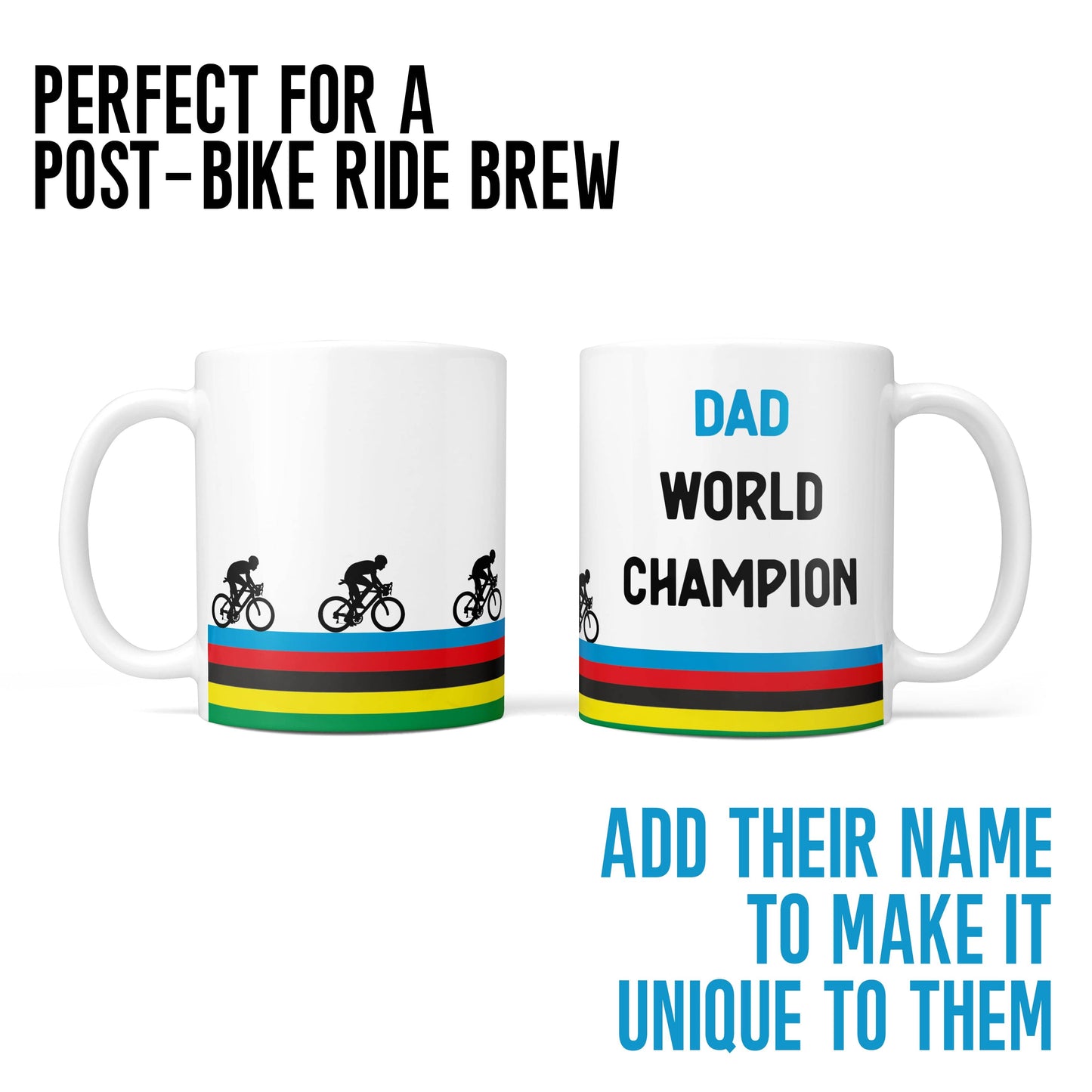 World champion cyclist rainbow jersey mug gift for cycling fan