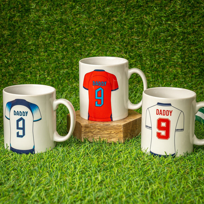 Personalised England World Cup Strip Family Mug Set