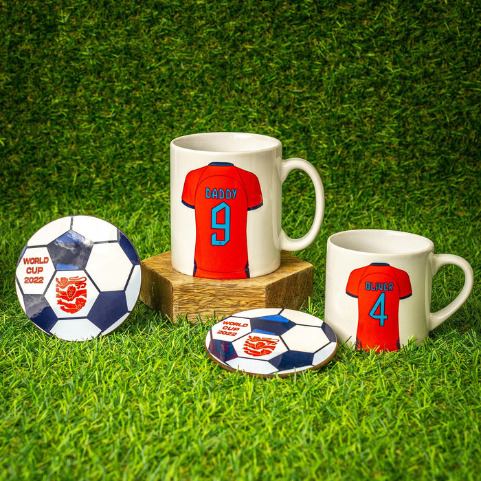 Personalised England World Cup Strip Family Mug Set