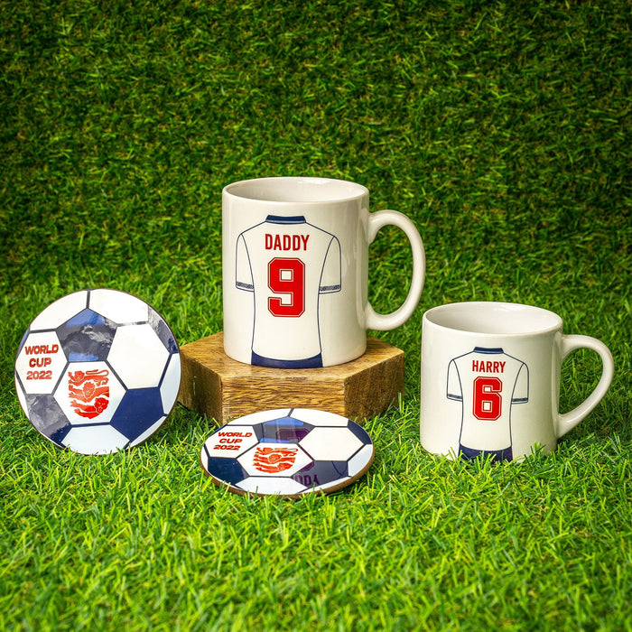 Personalised England World Cup Strip Family Mug Set