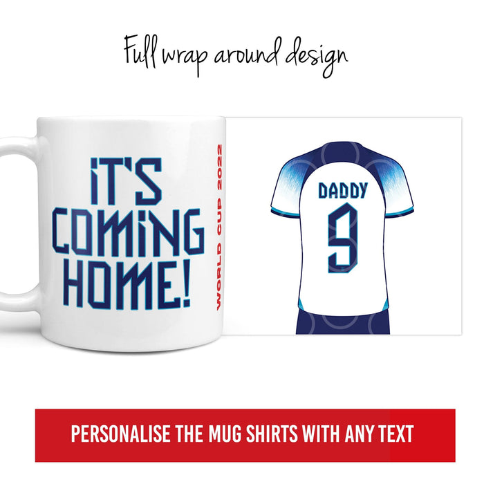 Personalised England World Cup Strip Family Mug Set