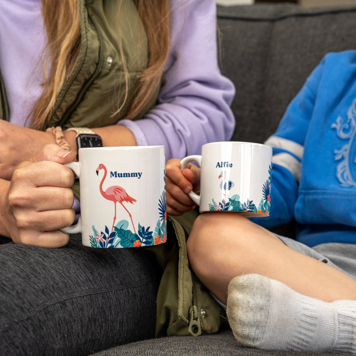 Flamingo Mug Set Personalised Gift For Families - Matching Flamingoes Mugs