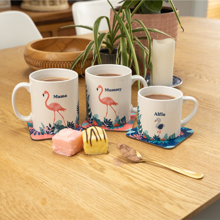 Flamingo Mug Set Personalised Gift For Families - Matching Flamingoes Mugs