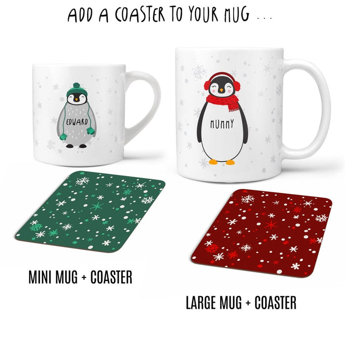 Penguin Family Mug Set With Toddler Babycino Mug and Matching Adult Hot Chocolate Mugs